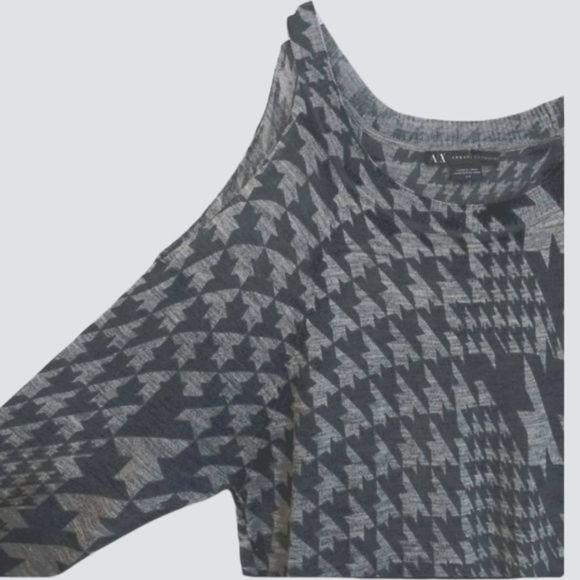 Armani Exchange Black & Gray Houndstooth Cold Shoulder‎ Kint Dress Size Small - Picture 2 of 4